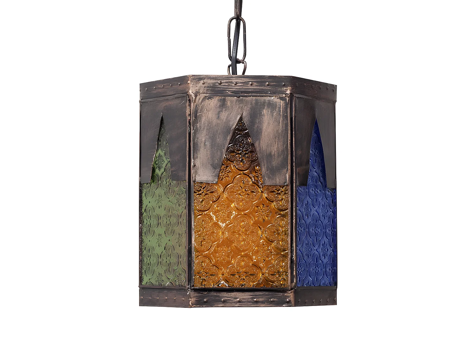 Lampe artisanale Meknes 1xe27 multicolore Regx16,5d Hexagonale de FABRILAMP.