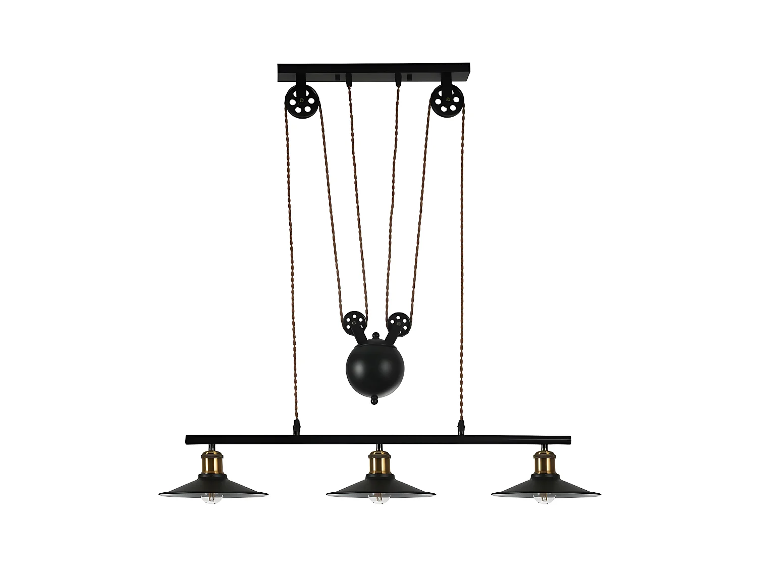 Lampe linéaire avec poulies modèle TRIGUERO avec 3 lumières FABRILAMP
