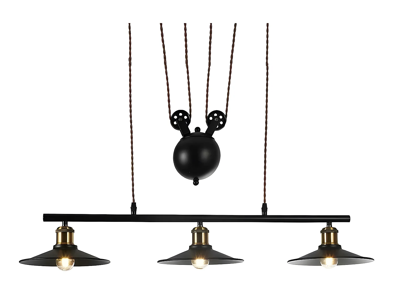 Lampe linéaire avec poulies modèle TRIGUERO avec 3 lumières FABRILAMP