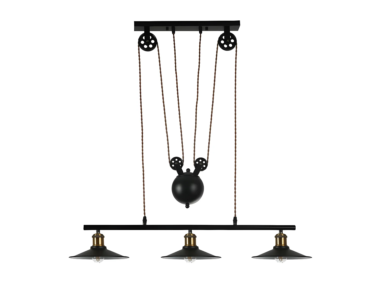 Lampe linéaire avec poulies modèle TRIGUERO avec 3 lumières FABRILAMP