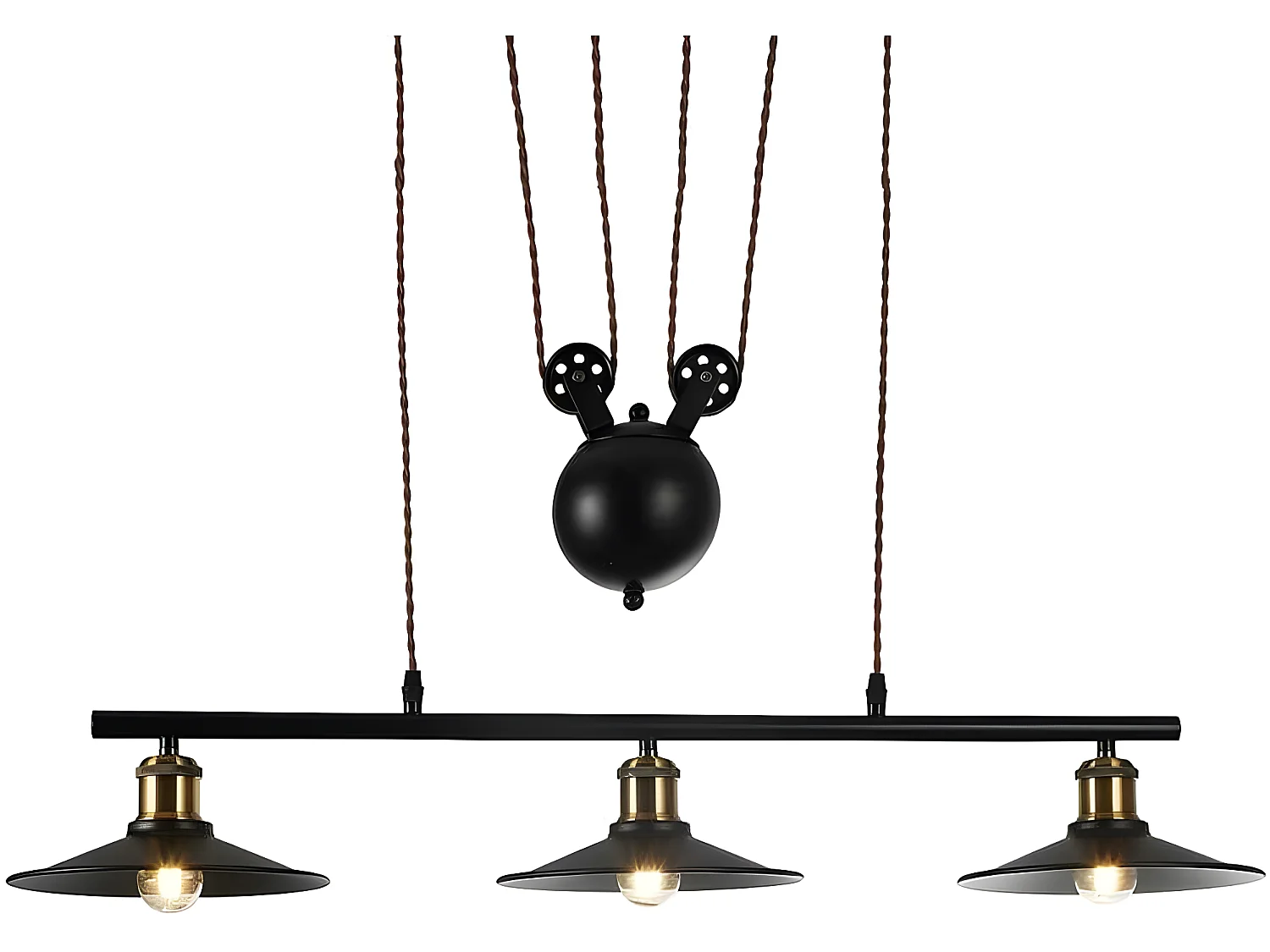 Lampe linéaire avec poulies modèle TRIGUERO avec 3 lumières FABRILAMP