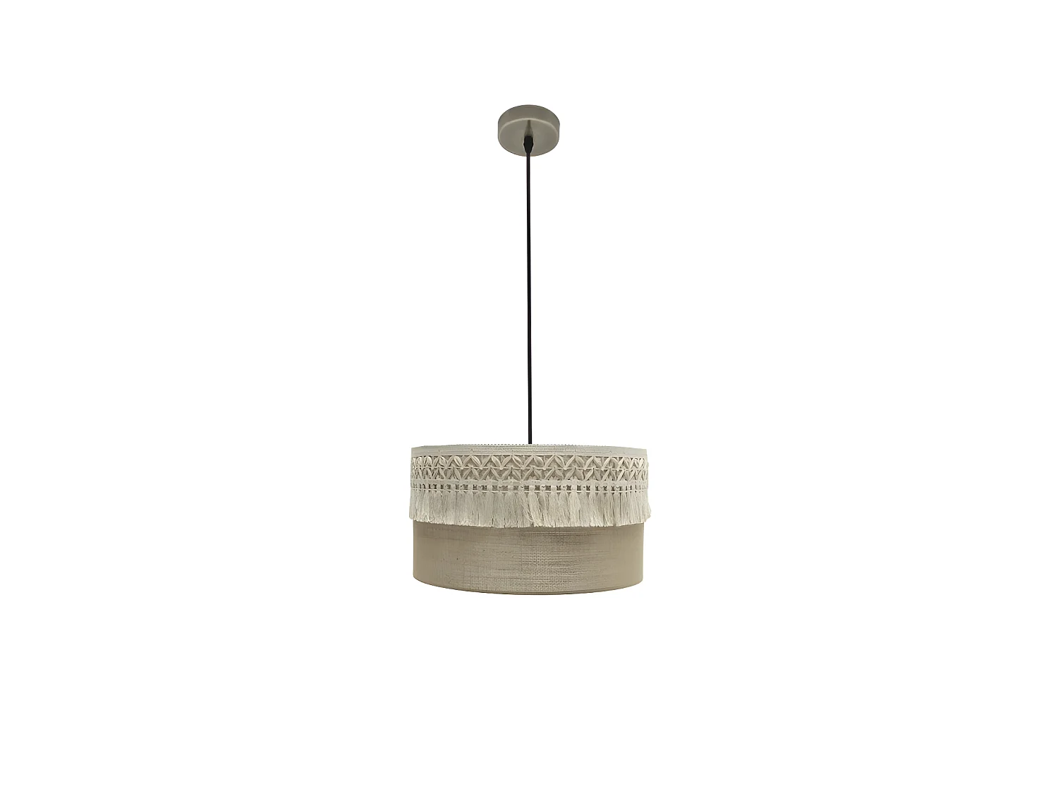 Plafonnier finition cuir Ekaterina avec écran en tissu en FABRILAMPbeige