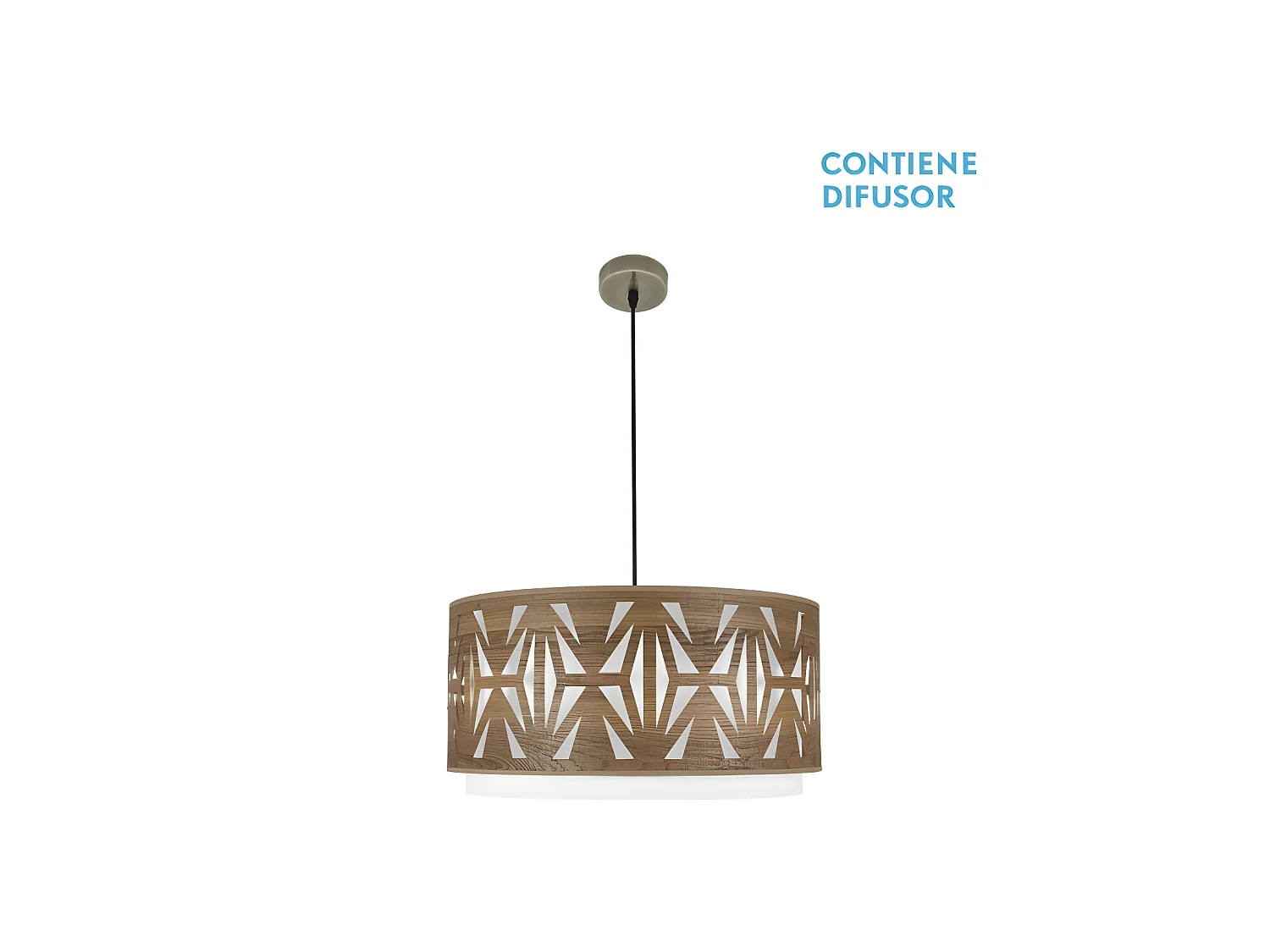 Plafonnier Katerina Cuir / bois Modèle sombre réglable FABRILAMP