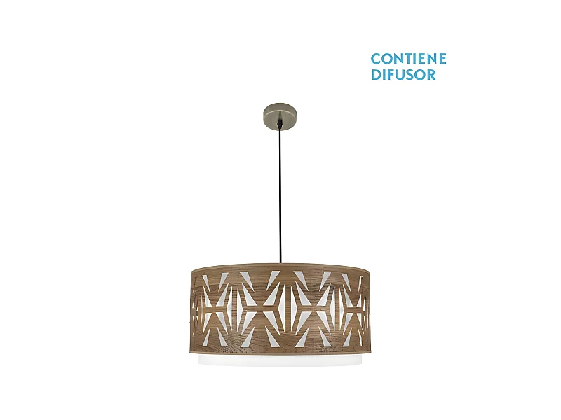 Colgante Katerina Cuero/madera Oscura Modelo Regulable