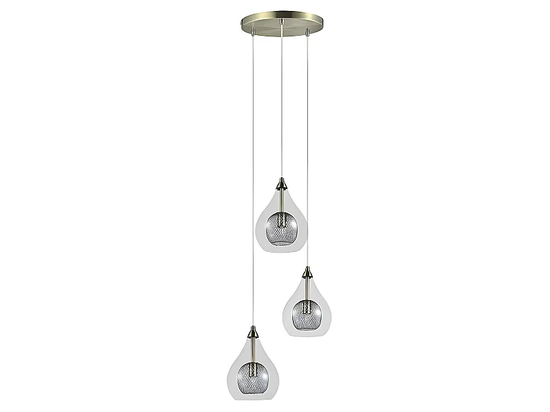 Lampe avec 3 pendentifs modèle LHASA cuir FABRILAMP