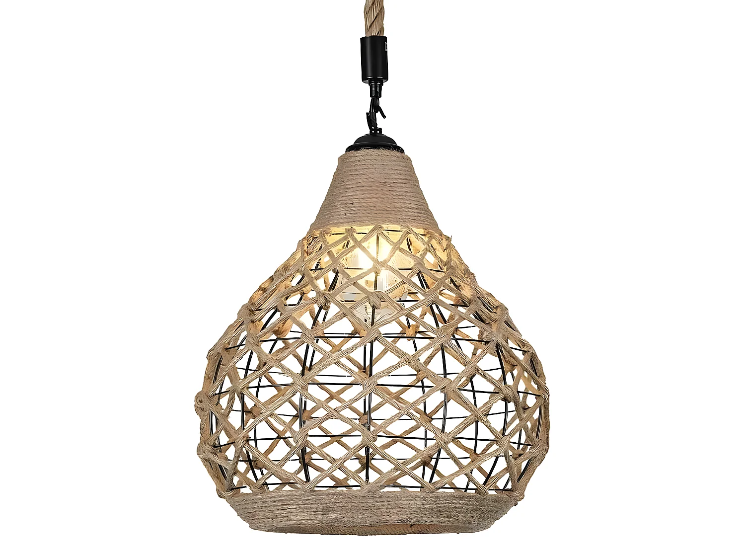 Plafonnier naturel modèle JUTE Corde 32 Cm FABRILAMP