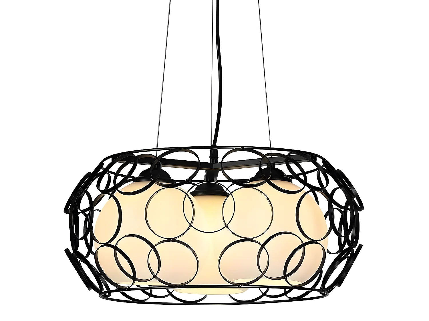 Grand pendentif de 3 lumières modèle PEREGRINO avec tulipes sphériques FABRILAMP