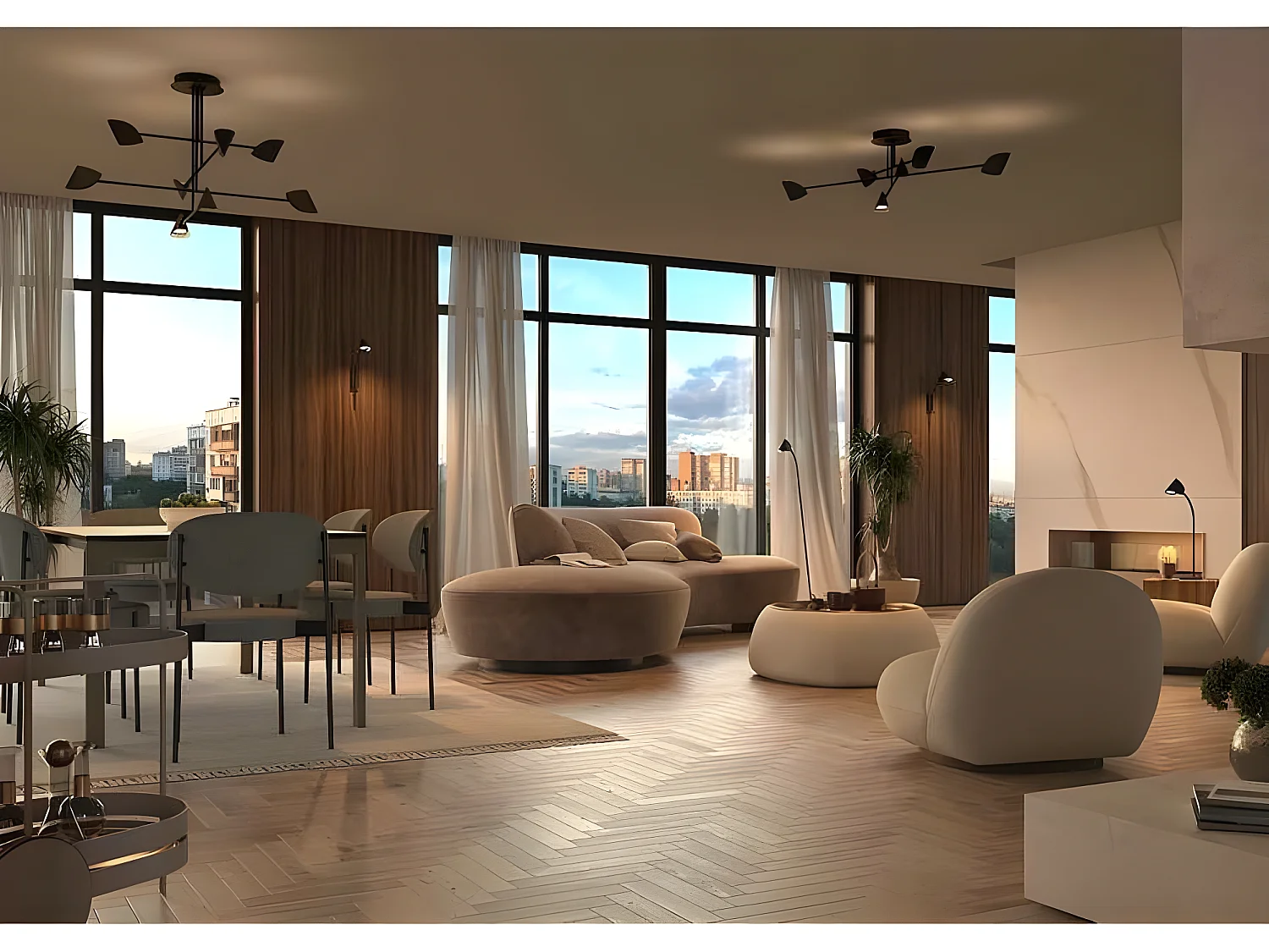 Lampe LED pour salon CAPPUCCINA en blanc led 3000K MANTRA