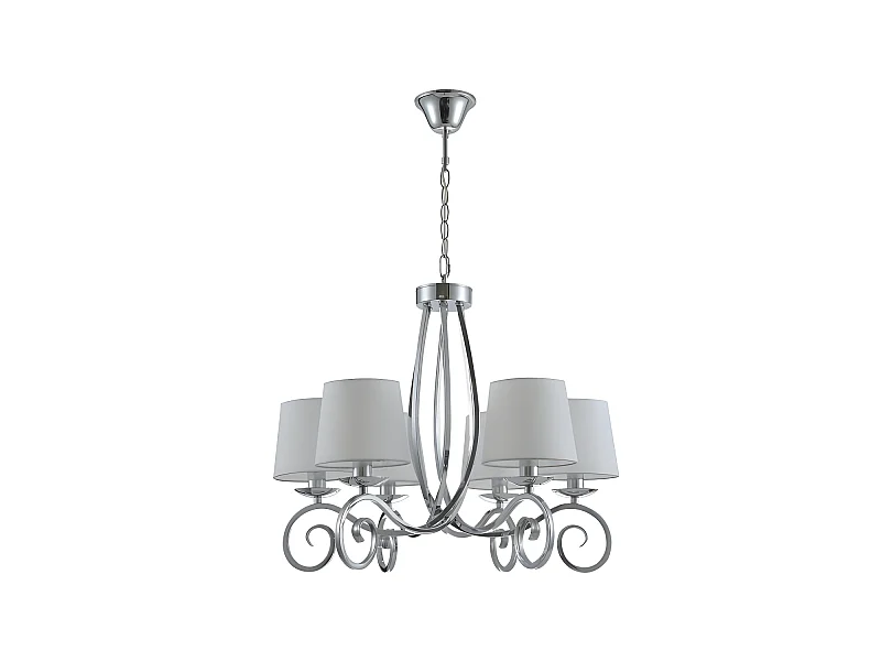 Lampe Veracruz 6xE14 finition chromée abat-jour blanc FABRILAMP