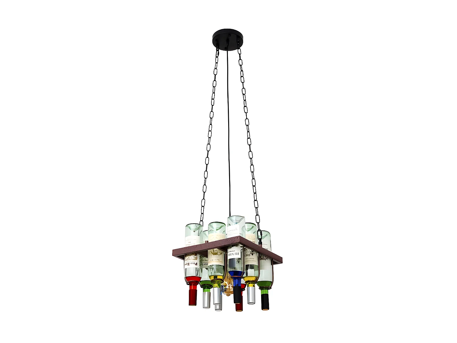 Lampe à Suspension Bodega 1xe27 Marron Rustique 8 Bouteilles FABRILAMP