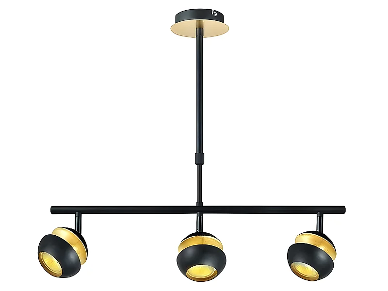 Plafonnier linéaire de 3 projecteurs Beethoven Noir/Or FABRILAMP
