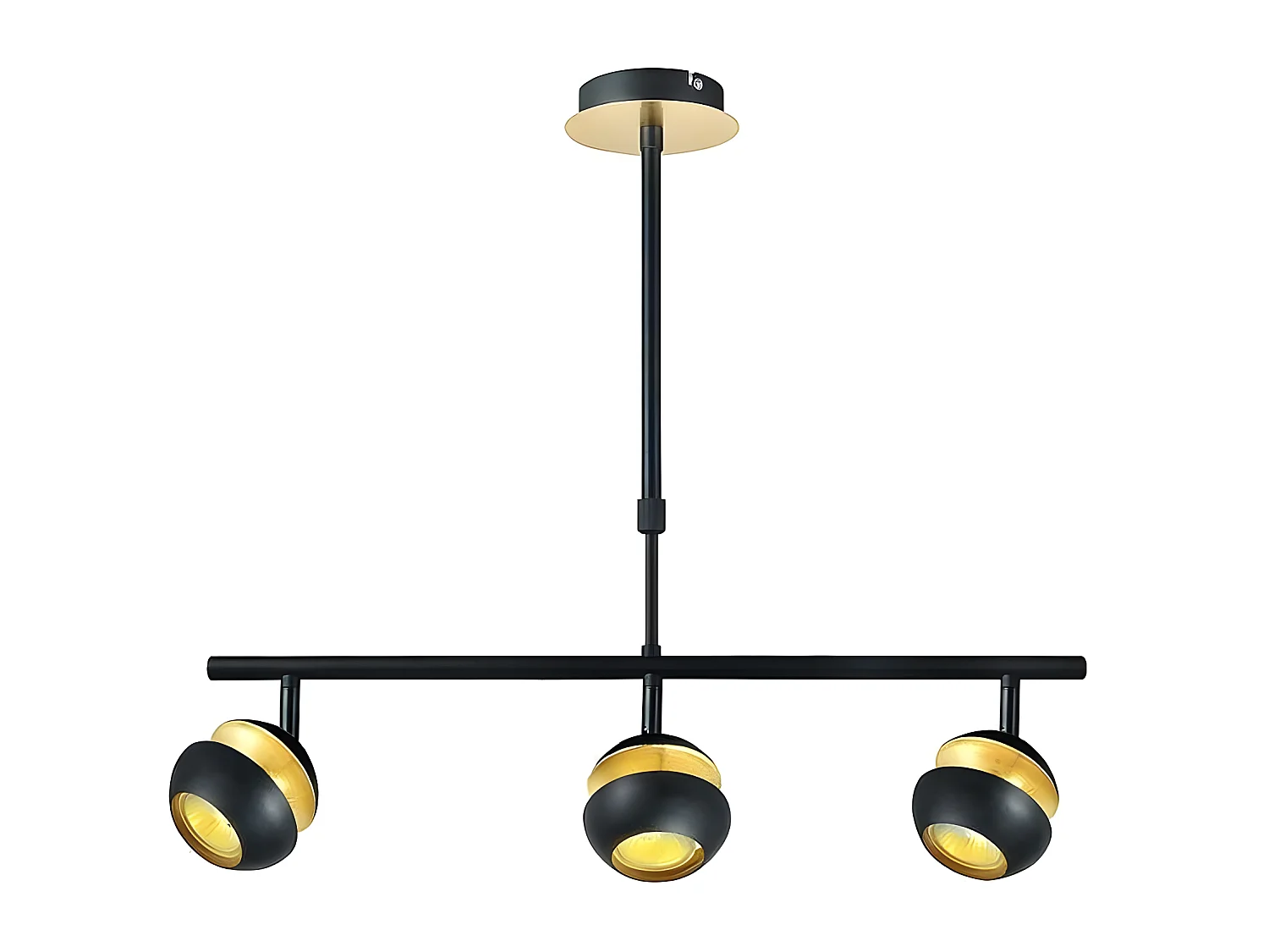 Ciondolo lineare di 3 faretti Beethoven Nero/oro FABRILAMP