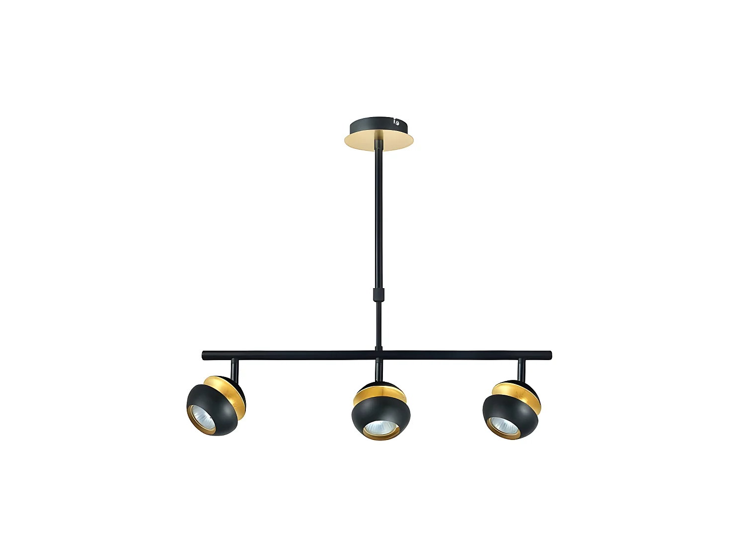 Ciondolo lineare di 3 faretti Beethoven Nero/oro FABRILAMP