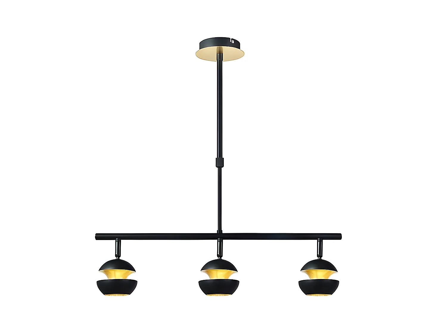 Ciondolo lineare di 3 faretti Beethoven Nero/oro FABRILAMP