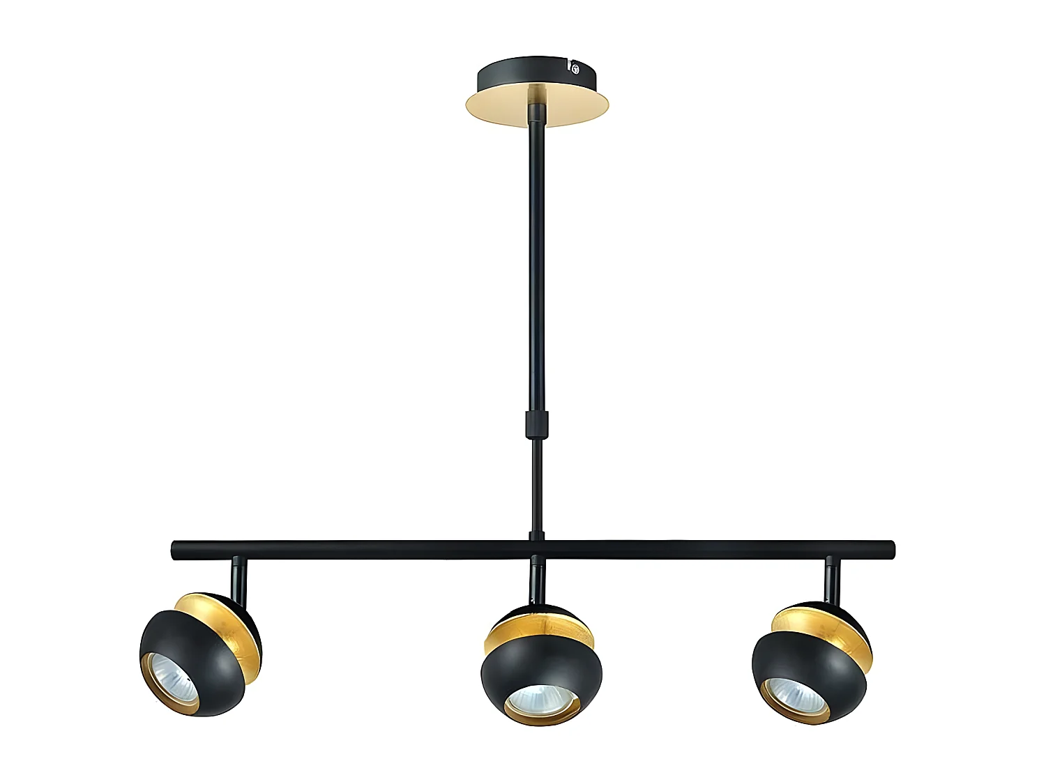 Ciondolo lineare di 3 faretti Beethoven Nero/oro FABRILAMP