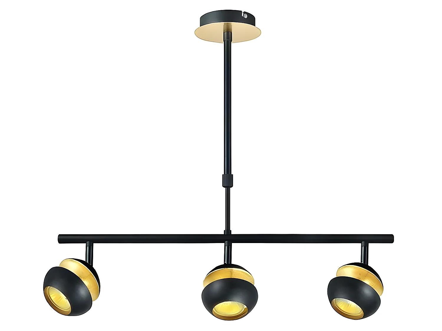 Plafonnier linéaire de 3 projecteurs Beethoven Noir/Or FABRILAMP