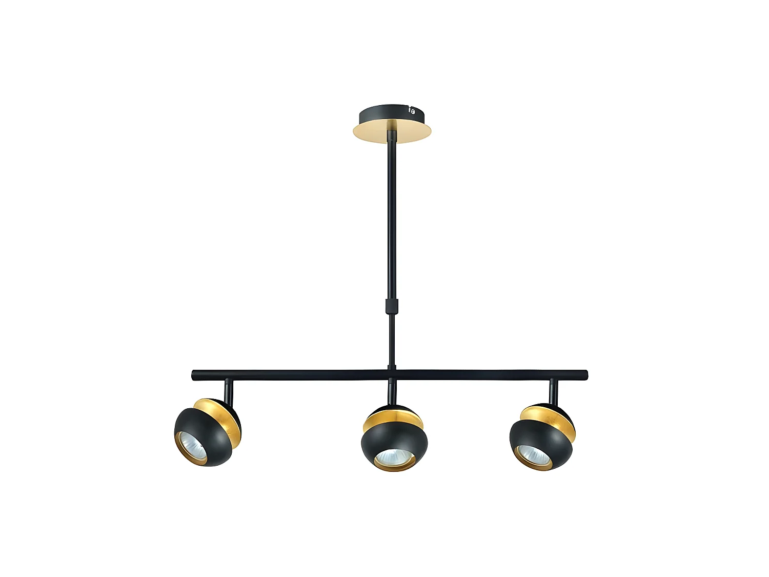 Plafonnier linéaire de 3 projecteurs Beethoven Noir/Or FABRILAMP