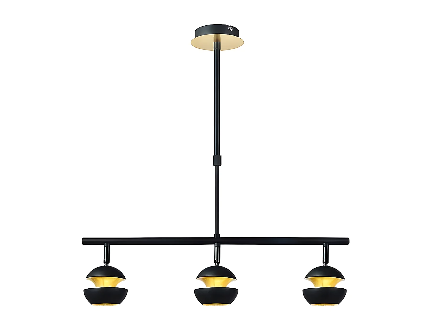 Plafonnier linéaire de 3 projecteurs Beethoven Noir/Or FABRILAMP