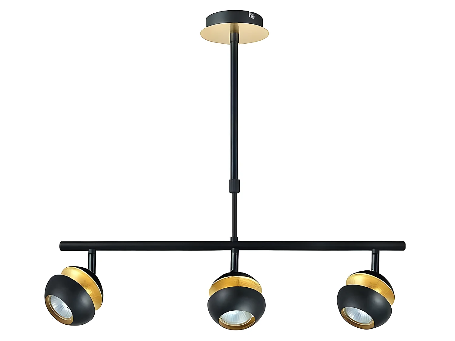 Plafonnier linéaire de 3 projecteurs Beethoven Noir/Or FABRILAMP