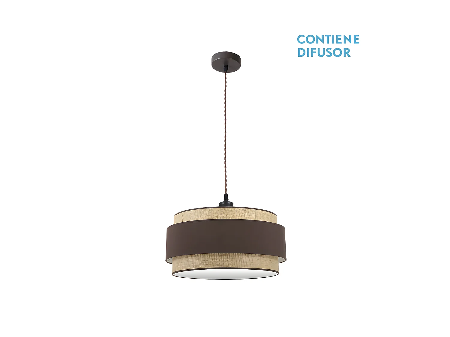 Marron / pendentif naturel modèle Kandy 2xE27 réglable FABRILAMP