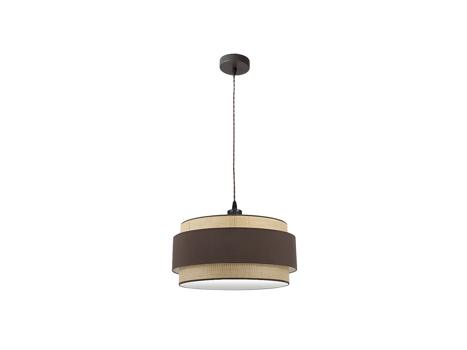 Marron / pendentif naturel modèle Kandy 2xE27 réglable FABRILAMP
