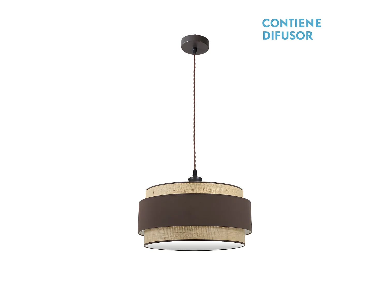 Marron / pendentif naturel modèle Kandy 2xE27 réglable FABRILAMP