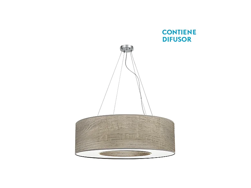 Plafonnier fini en couleur bois Gris Modèle moyen Haïti 4 lumières FABRILAMP