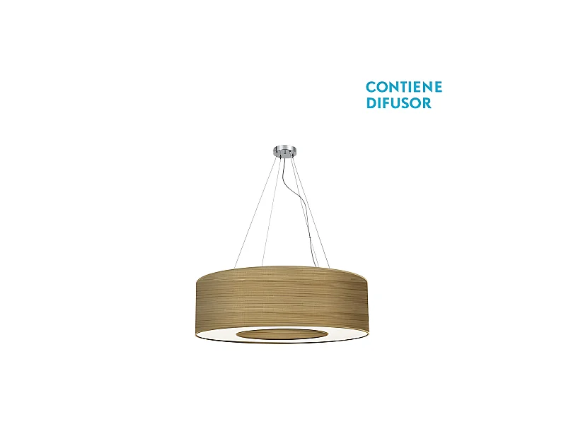 Colgante Pequeño Modelo Haiti 4 Luces Cromo/madera Clara