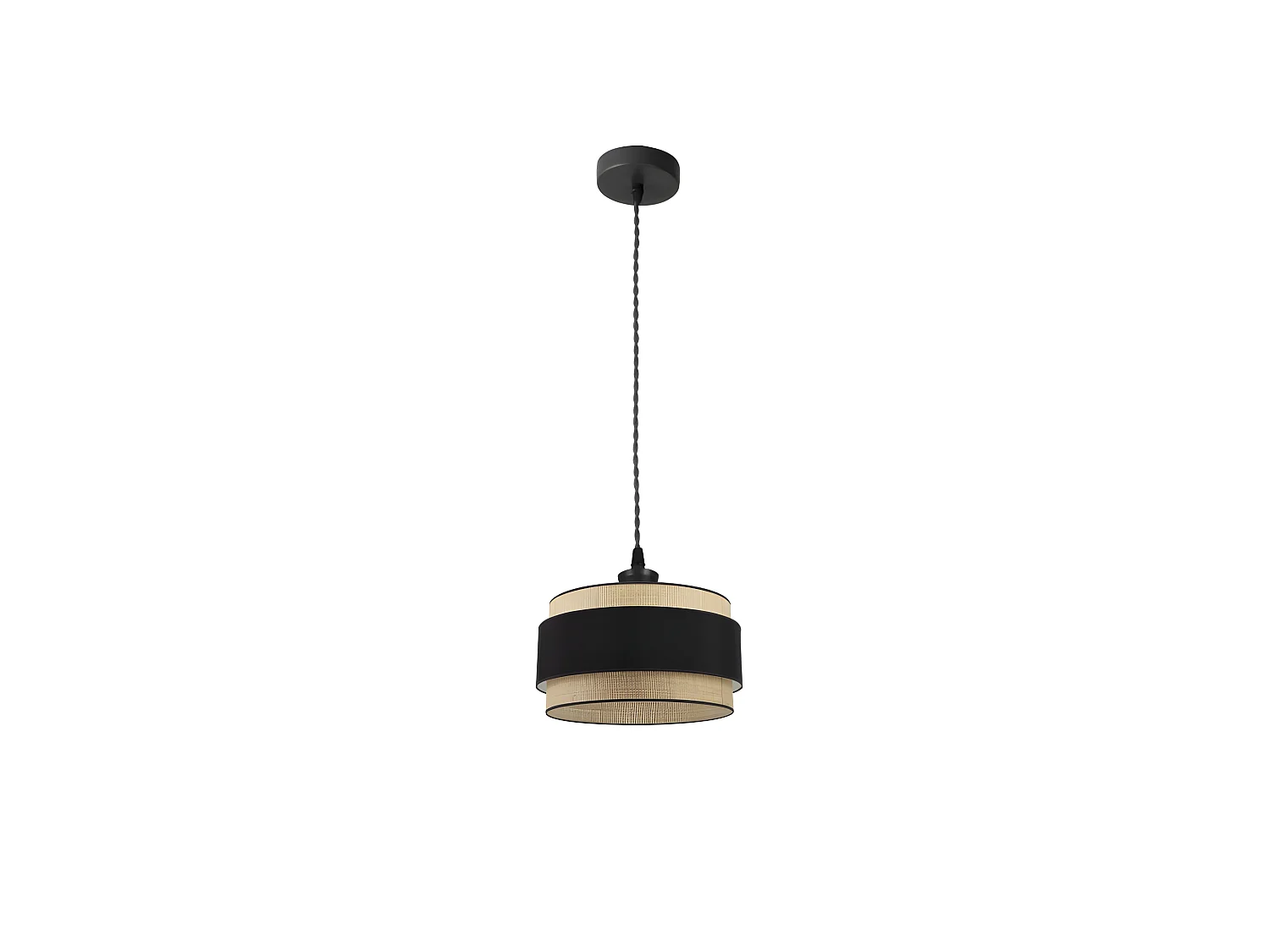 Plafonnier cylindrique modèle Kandy Natural/noir FABRILAMP