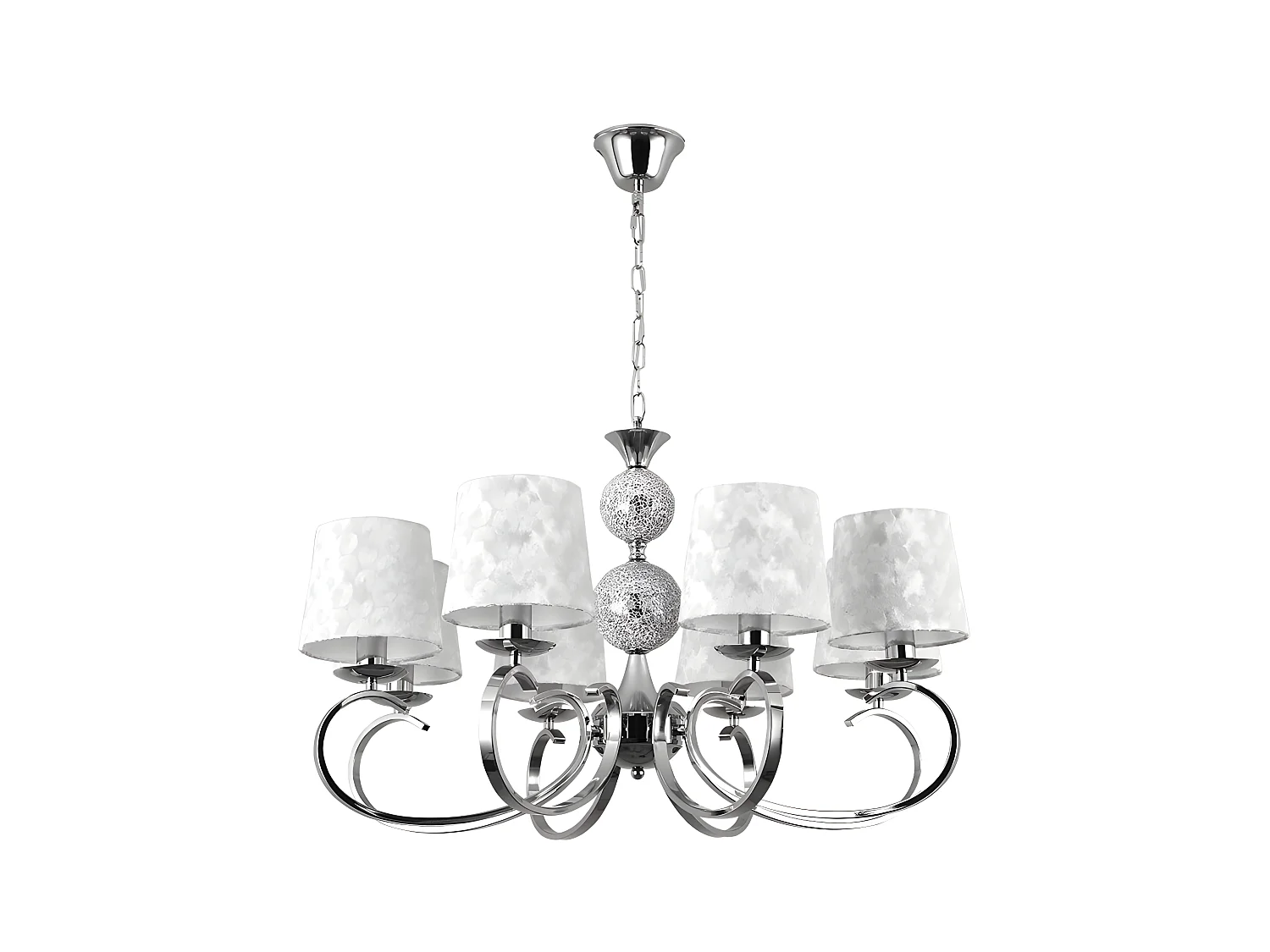 Lampe 8 lumières avec écrans modèle UBEDA Chrome FABRILAMP