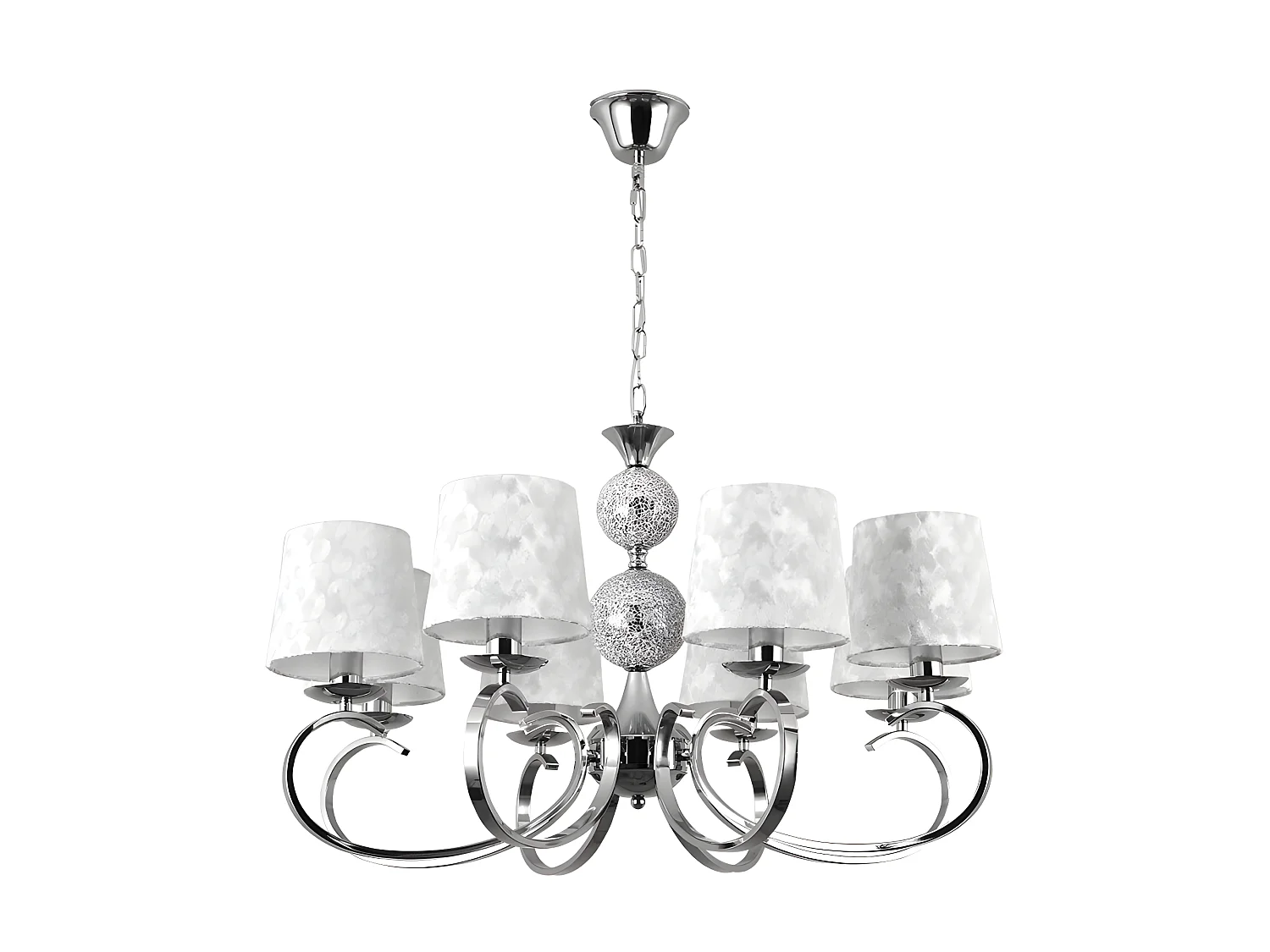 Lampe 8 lumières avec écrans modèle UBEDA Chrome FABRILAMP