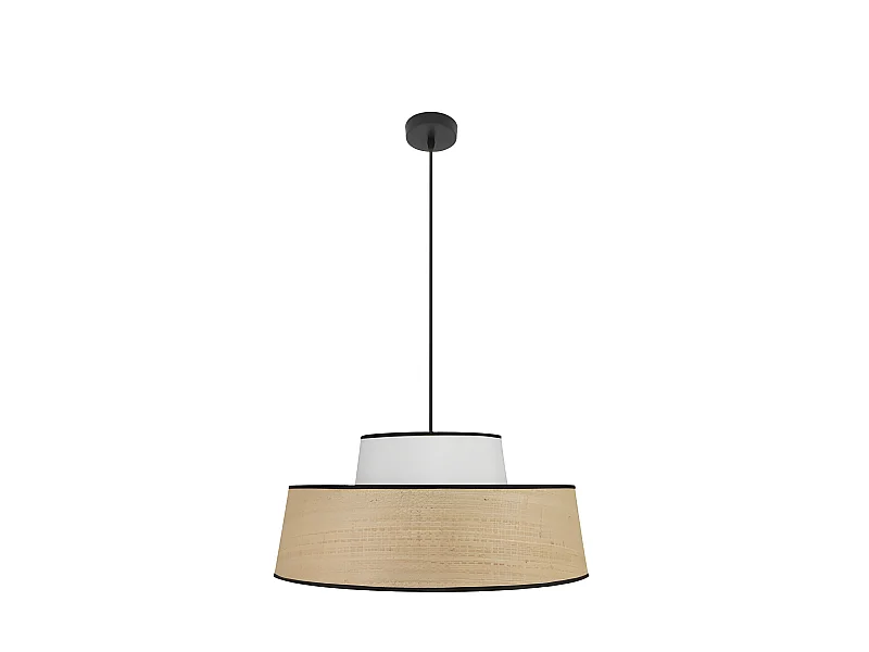 Pendente bianco / naturale modello JIA 1-light FABRILAMP