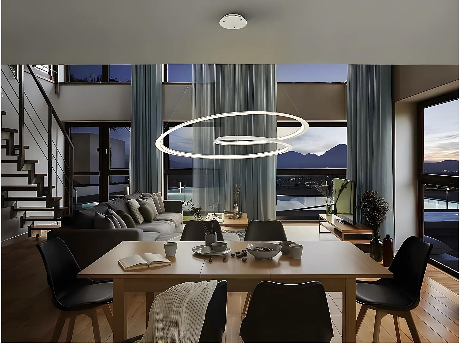 Lampe espiral modelo LOOPING blanca led 54W Schuller