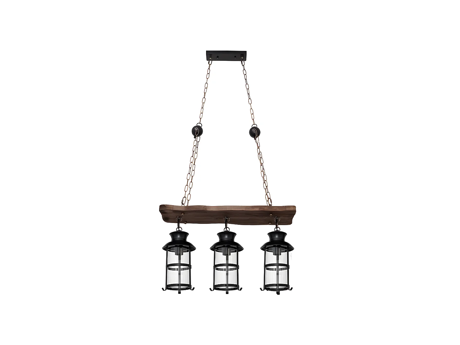 Lampe à Suspension Rustique Cortijo 3xe27 Finition Marron FABRILAMP