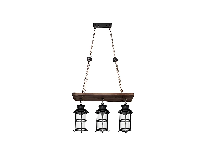 Lampe à Suspension Rustique Cortijo 3xe27 Finition Marron FABRILAMP