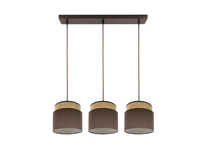Lampada lineare marrone / naturale modello Kandy 3recovery pendenti regolabili FABRILAMP