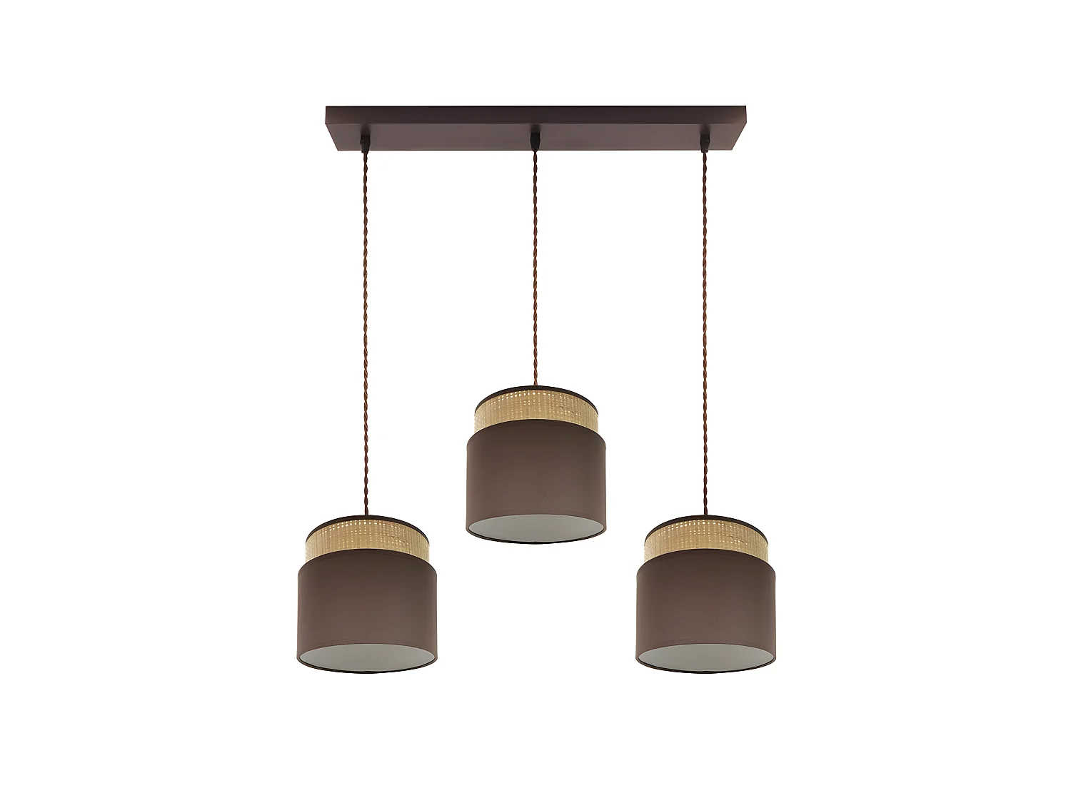 Lampada lineare marrone / naturale modello Kandy 3recovery pendenti regolabili FABRILAMP