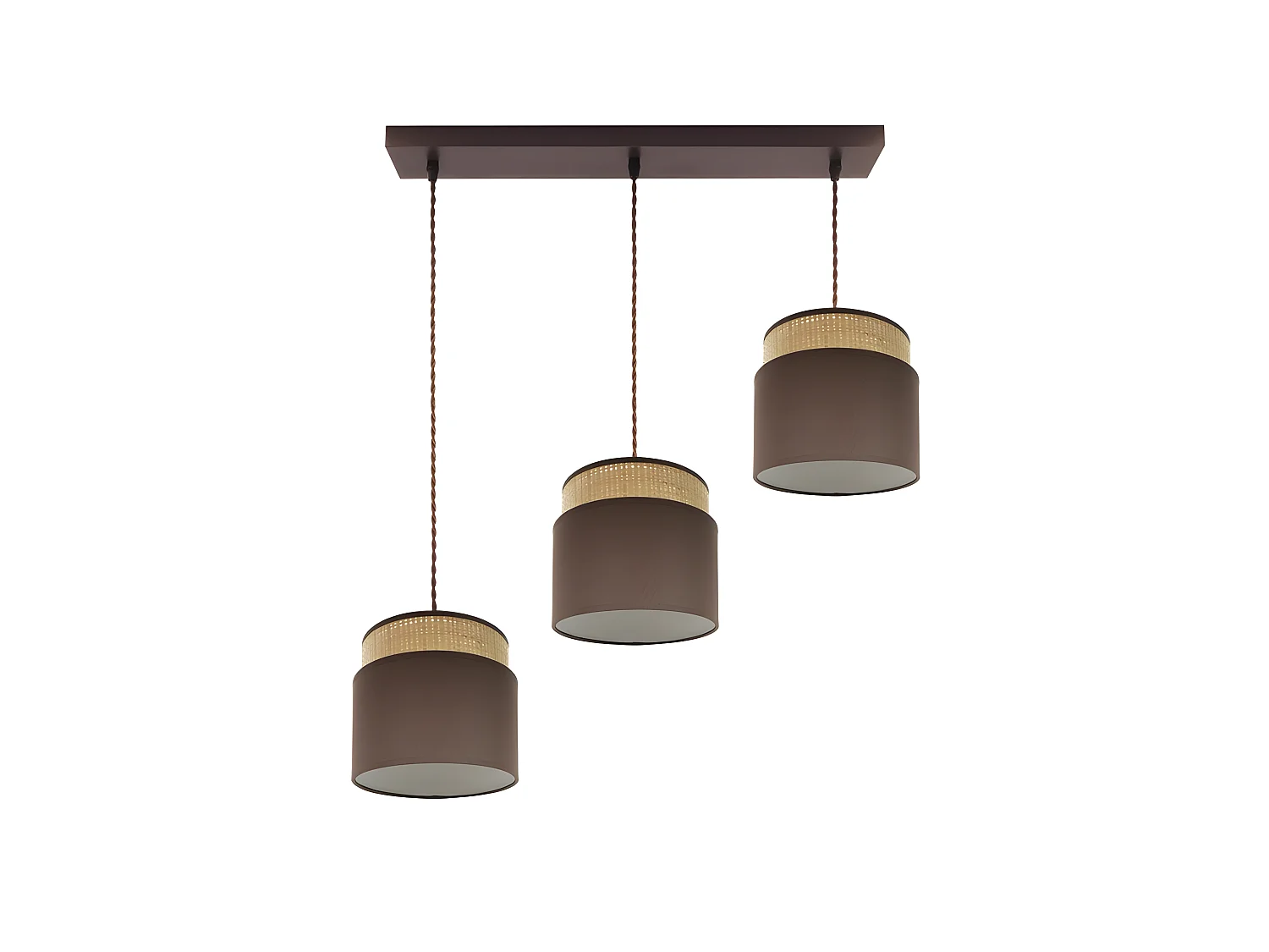 Lampada lineare marrone / naturale modello Kandy 3recovery pendenti regolabili FABRILAMP