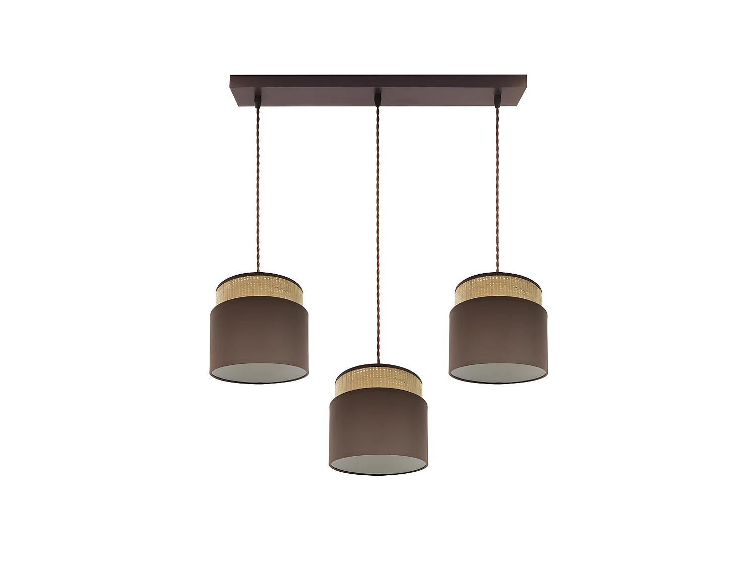 Lampada lineare marrone / naturale modello Kandy 3recovery pendenti regolabili FABRILAMP