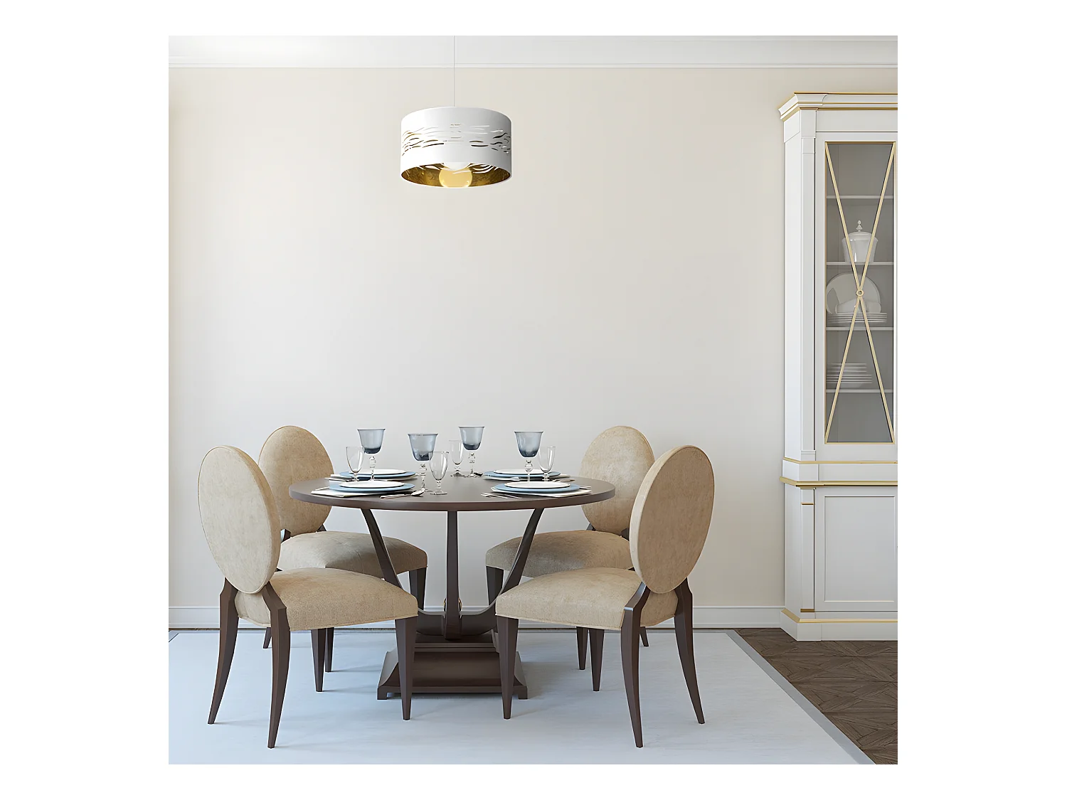 Plafonnier marron modèle NIEBLA avec FABRILAMP intérieure dorée