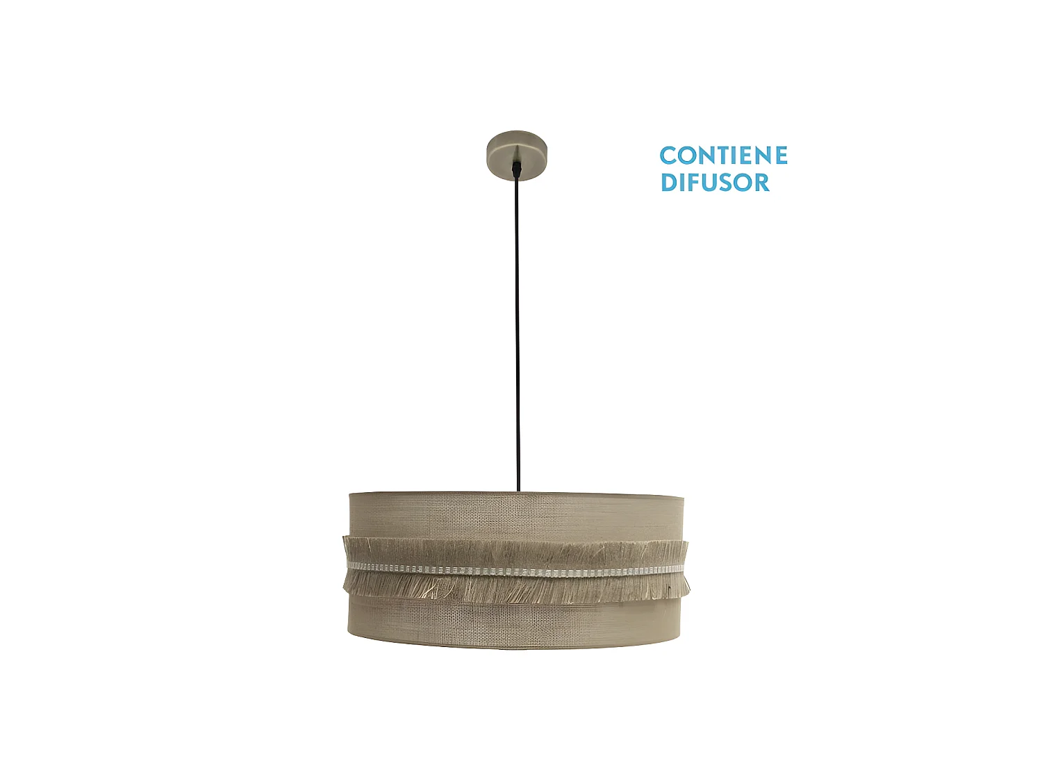 Plafonnier beige Avec paravent à franges de la série KALA FABRILAMP
