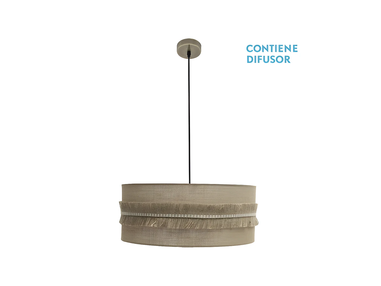 Plafonnier beige Avec paravent à franges de la série KALA FABRILAMP