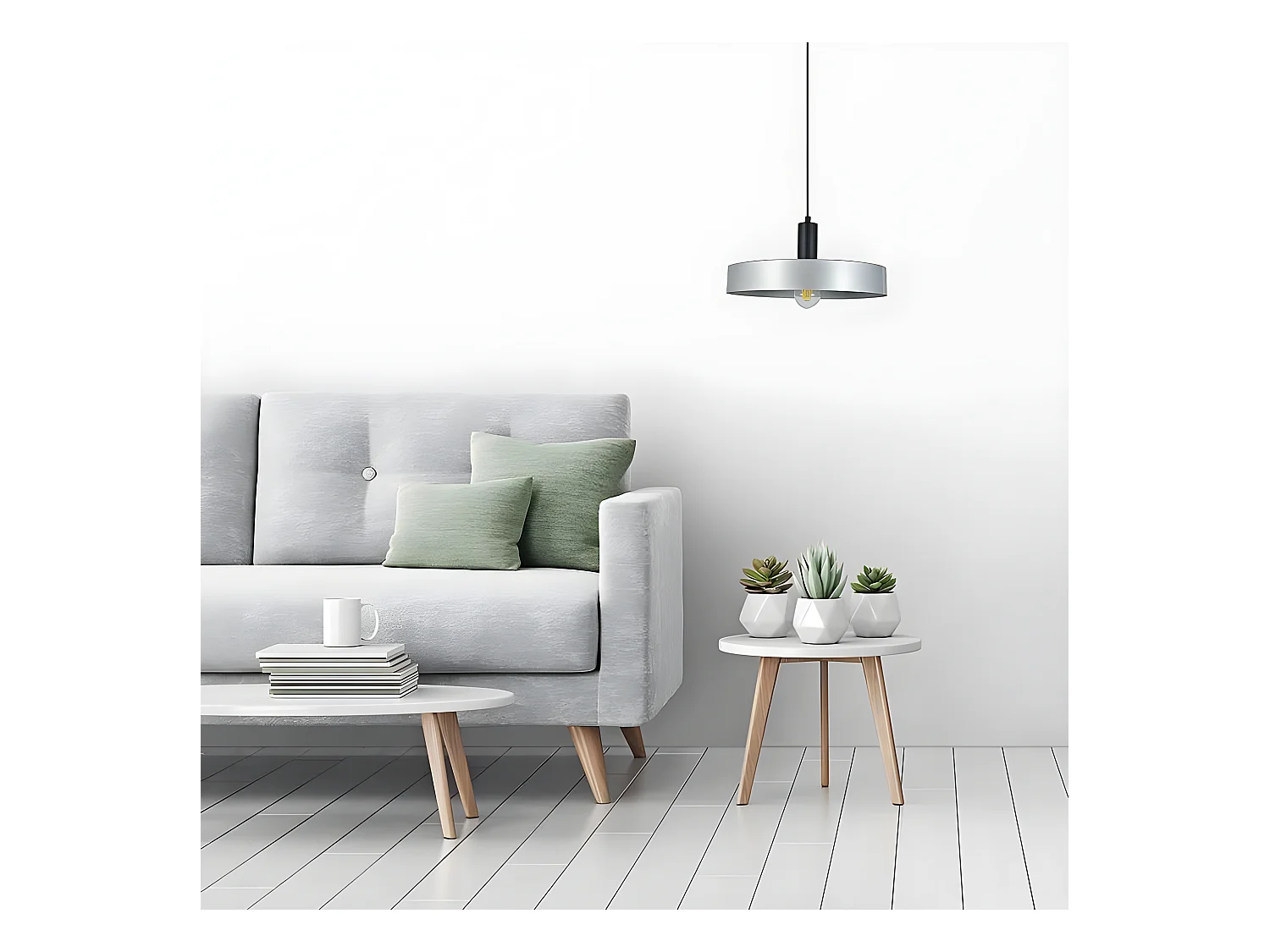 Lampe circulaire ALLENDE argent 3 pendentifs FABRILAMP