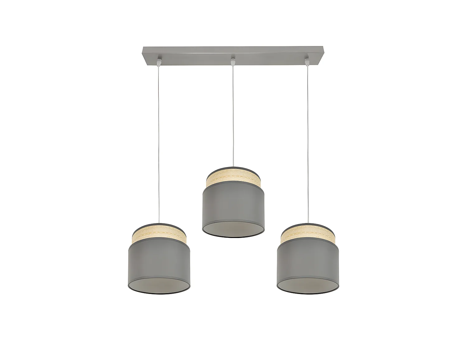 Lampe linéaire 3 suspensions modèle Kandy Natural / gris réglable FABRILAMP