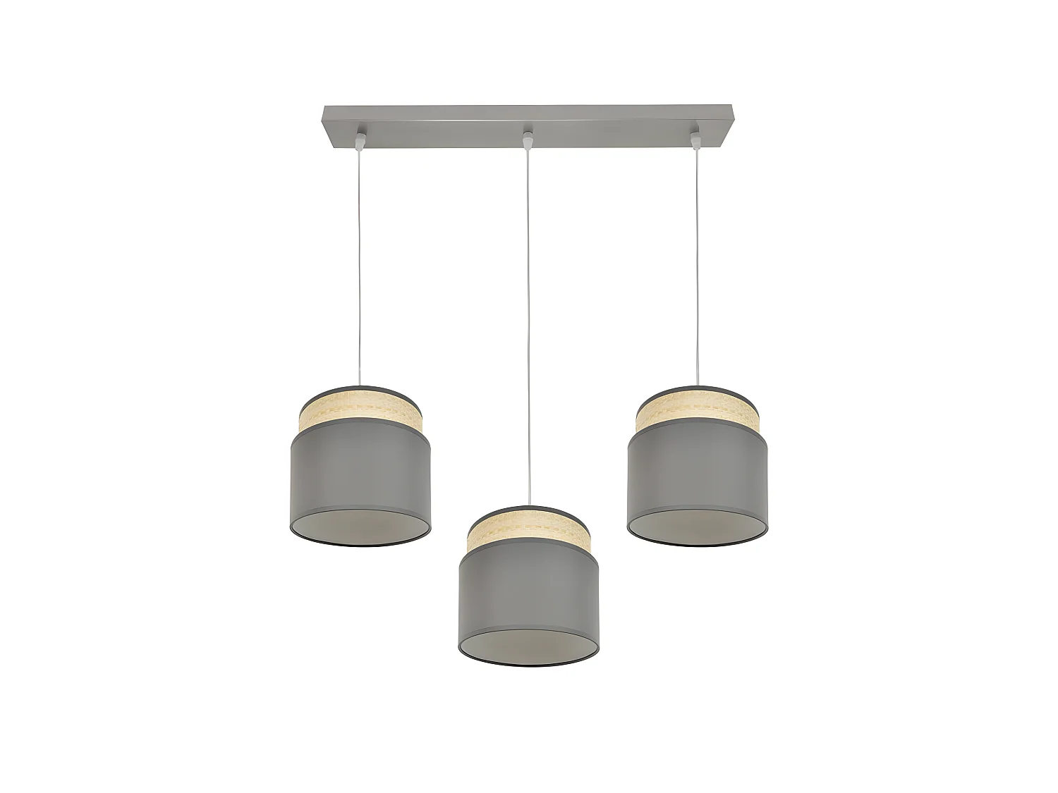 Lampe linéaire 3 suspensions modèle Kandy Natural / gris réglable FABRILAMP