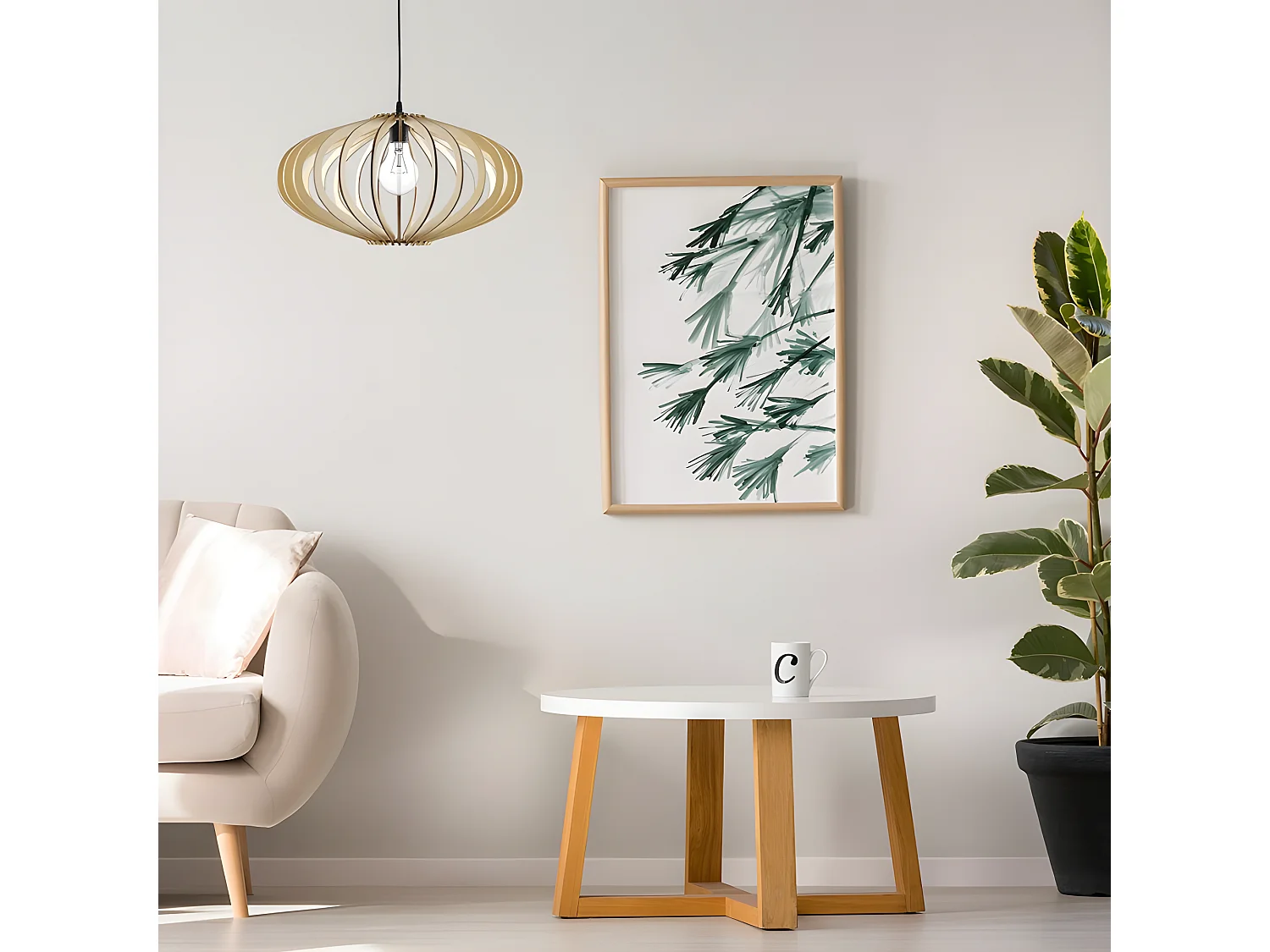 Suspension modèle SAPELLI natural 1 light FABRILAMP