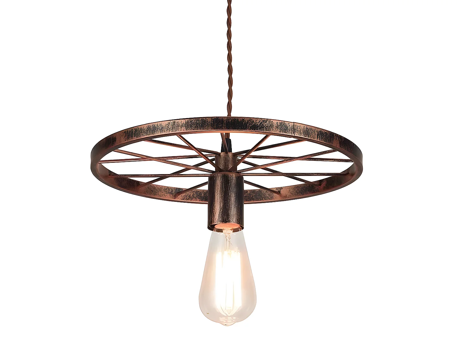 Plafonnier merle petit 1 FABRILAMP d'oxyde de roue marron