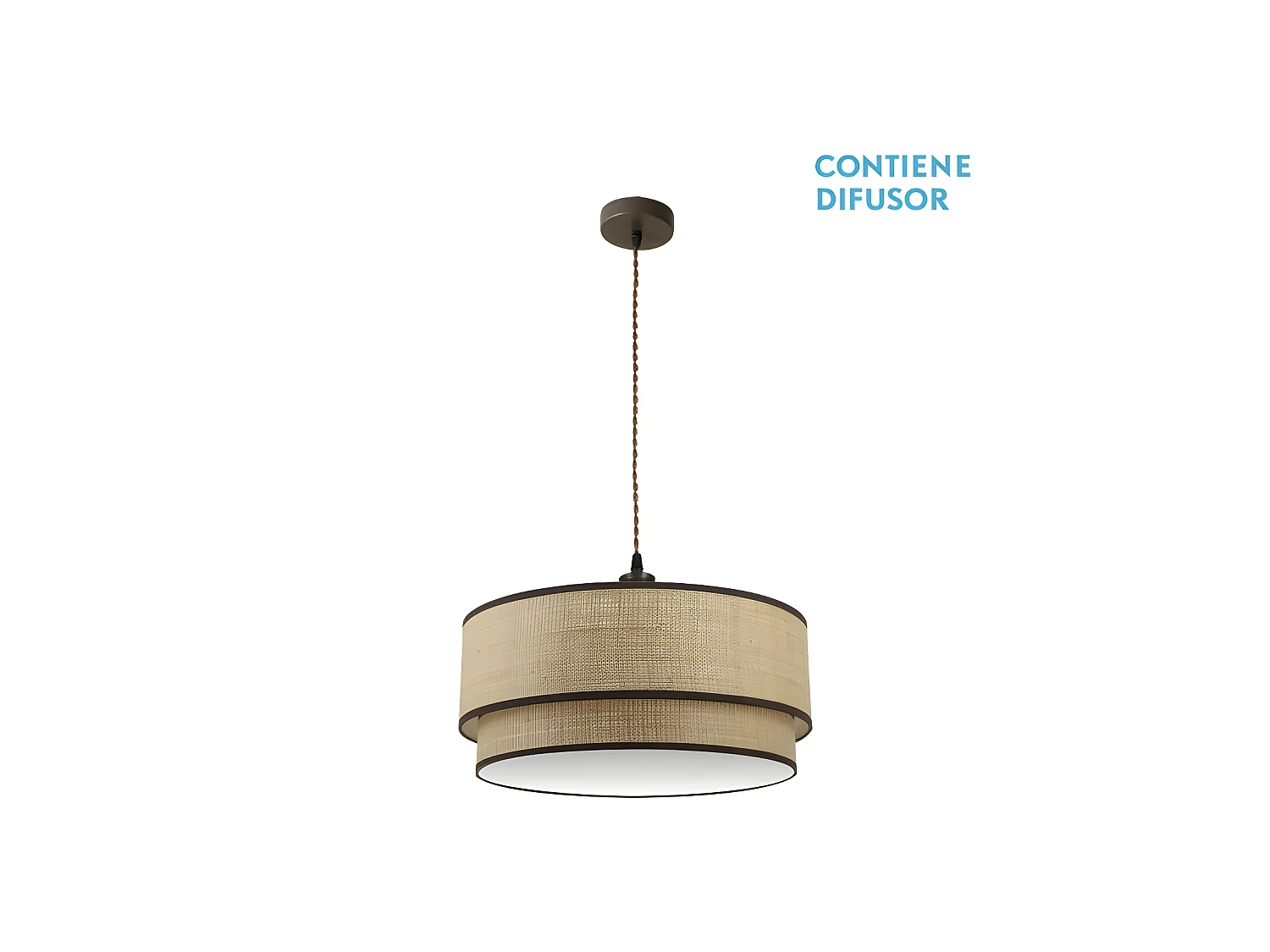 Plafonnier en métal brun et écran couleur Roque naturel FABRILAMP