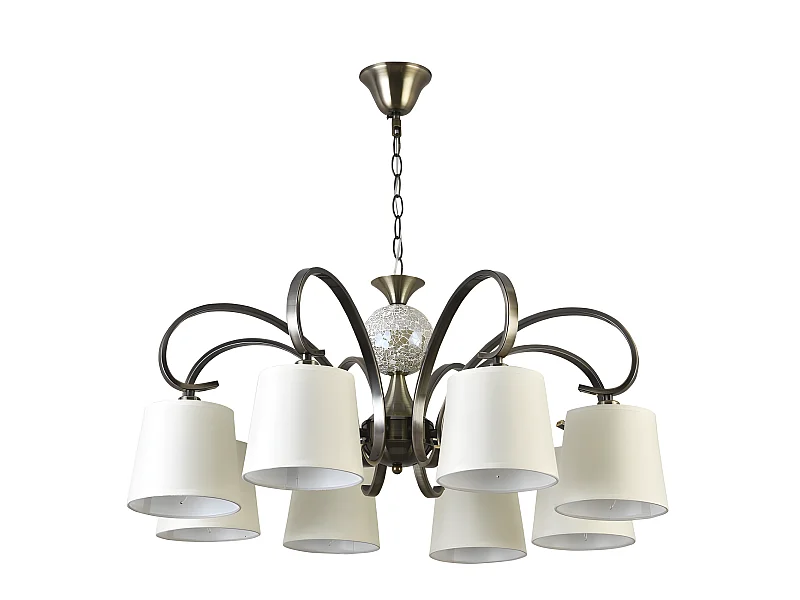 Lampe Concordia 8xe14 en cuir écran Beis REGx75x75 de FABRILAMP