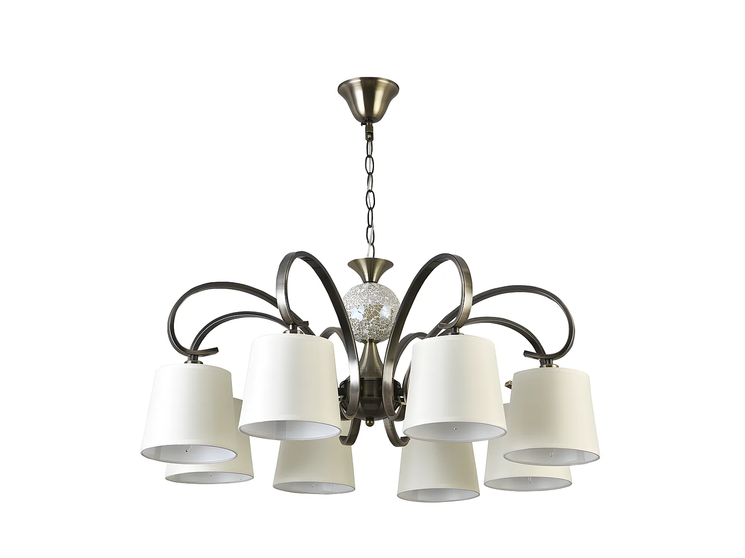 Lampe Concordia 8xe14 en cuir écran Beis REGx75x75 de FABRILAMP